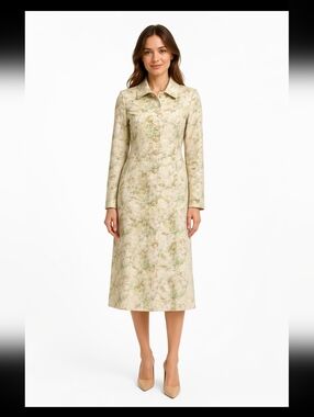 Old Navy Retro Printed Trench Coat XS Forest Fairy Cottagecore #7777